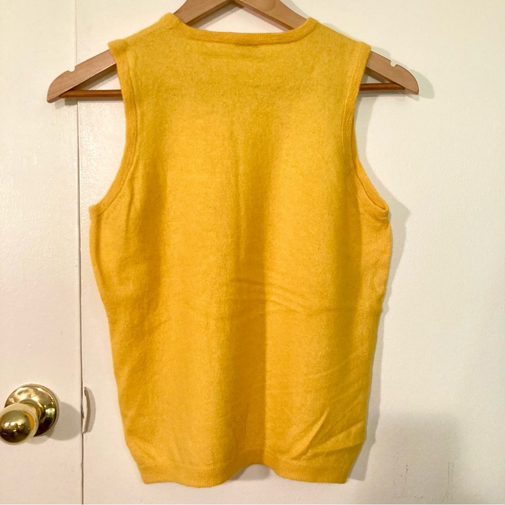 J. Crew 100% Cashmere Sleeveless Sweater Top Shell Tank Top Yellow - Holes - Picture 2 of 4